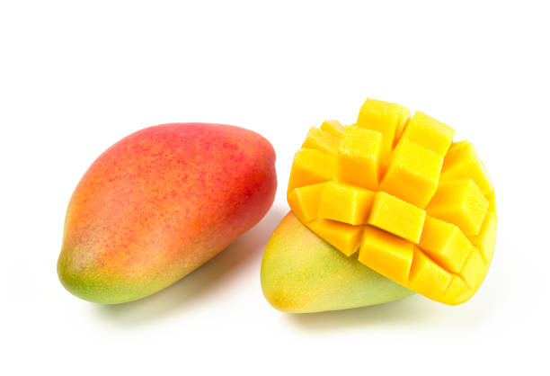 istock Fresh baby mango isolated on white background. 1218494176