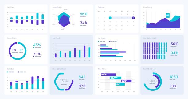 illustrazioni stock, clip art, cartoni animati e icone di tendenza di elementi infografici nei colori bianco e nero. utilizzare nei modelli di presentazione, volantino, volantino e report aziendale. - diagramma a colonne