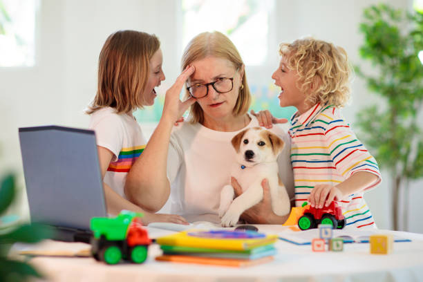 istock Mother working from home with kids. Quarantine. 1218496269