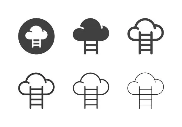 Vector illustration of Cloud Stair Icons - Multi Series