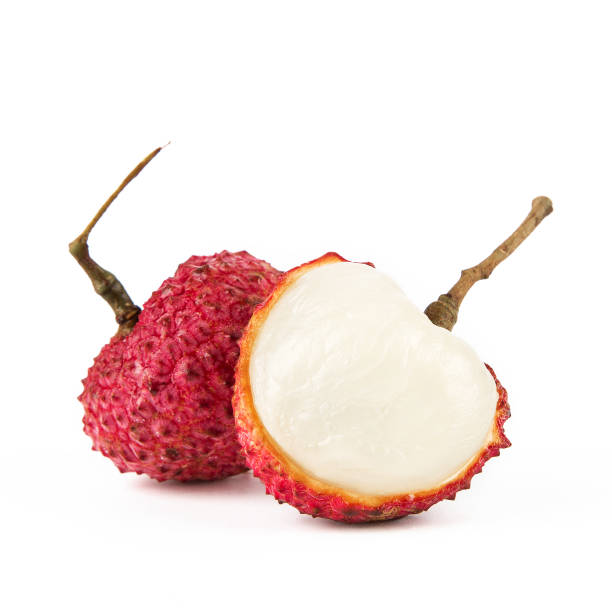 istock Fresh Chinese litchi isolated on white background. 1218498586