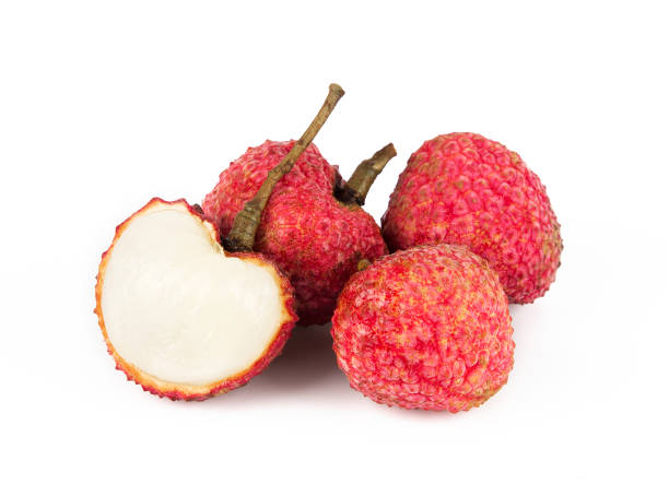 istock Fresh Chinese litchi isolated on white background. 1218498629