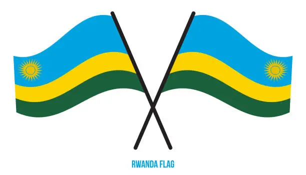 Vector illustration of Rwanda Flag Waving Vector Illustration on White Background. Rwanda National Flag