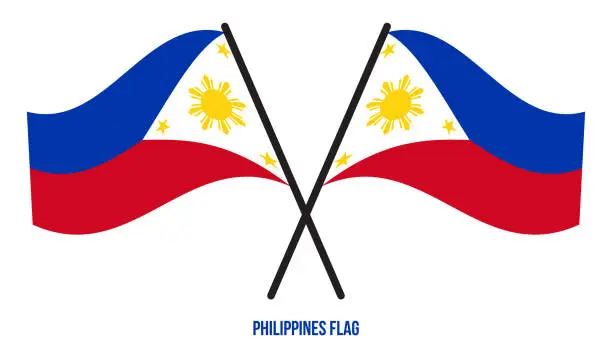 Vector illustration of Philippines Flag Waving Vector Illustration on White Background. Philippines National Flag