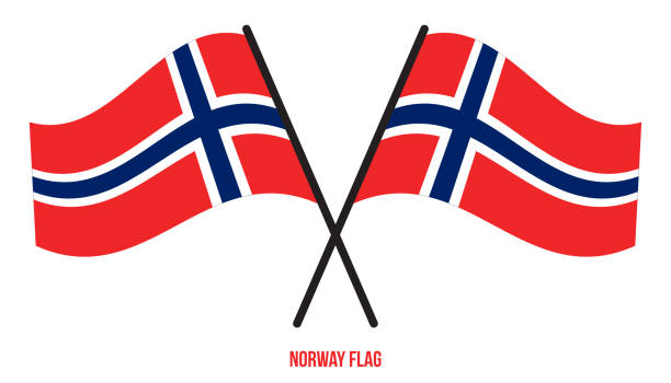 illustrazioni stock, clip art, cartoni animati e icone di tendenza di norvegia flag sventola illustrazione vettoriale su sfondo bianco. bandiera nazionale norvegese - norwegian flag norway flag freedom