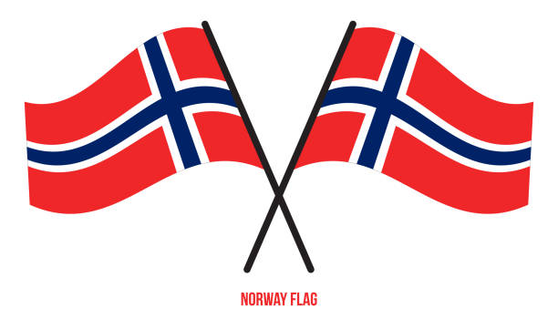 ilustrações, clipart, desenhos animados e ícones de noruega bandeira acenando ilustração vetorial em fundo branco. bandeira nacional da noruega - norwegian flag norway flag freedom