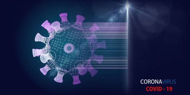 istock Abstract background with 3d virus polygonals wire form  and blurred lines. Science concept with grid  virus  and  linse effects.  For banners design. 1218501593