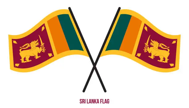 Vector illustration of Sri Lanka Flag Waving Vector Illustration on White Background. Sri Lanka National Flag