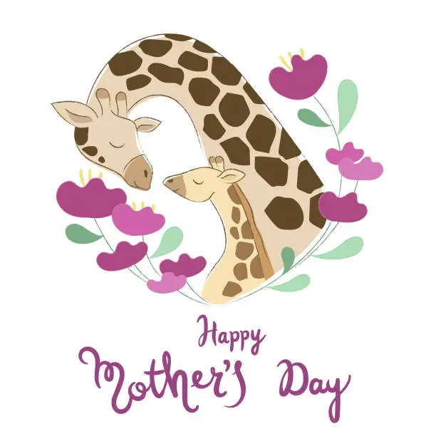Vector illustration of Mother's day greeting card or poster. Vector illustration.