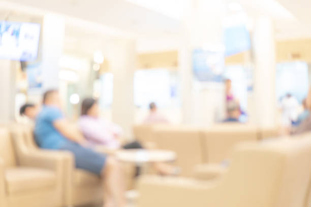 istock Abstract blur waiting area interior in luxury hospital. 1218502852