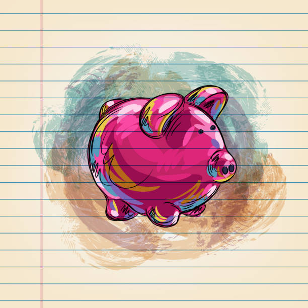 istock Piggy Bank Drawing on Ruled Paper 1218502887