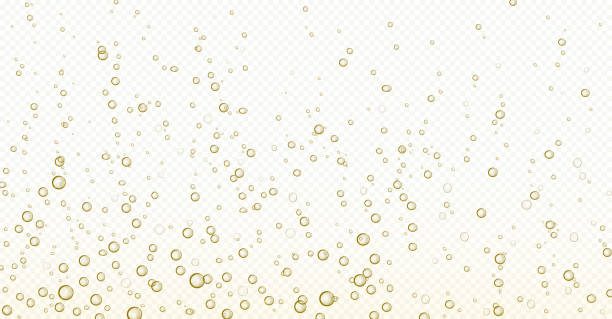 Soda bubbles, champagne, water or oxygen air fizz Soda bubbles, champagne, water or oxygen air fizz, carbonated drink or underwater abstract background. Dynamic motion, transparent aqua with randomly moving fizzing moisture drops, realistic 3d vector carbonated drink stock illustrations