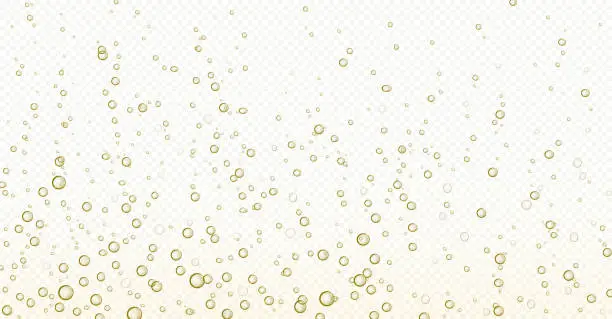 Vector illustration of Soda bubbles, champagne, water or oxygen air fizz