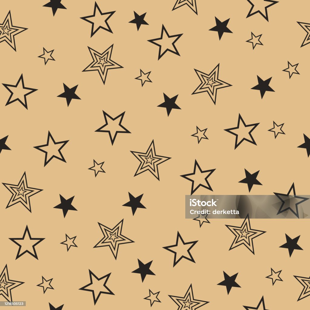Star Pattern Beige Seamless Pattern With Set Drawn Stars Vector Wallpaper Black Stars On A ...