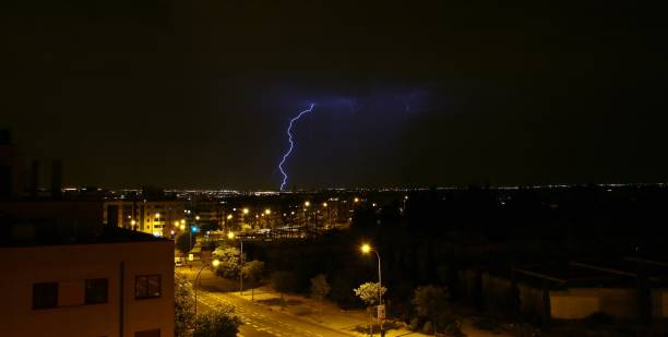 istock Storm over the night skyline of Madrid. 1218506583