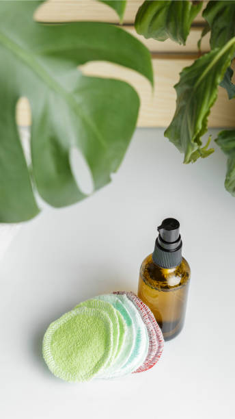 istock Reusable Pads and bottle of cleanser or toner 1218506879