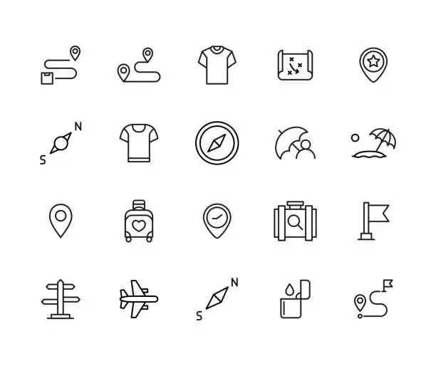 Vector illustration of Vector line icons collection of travel.