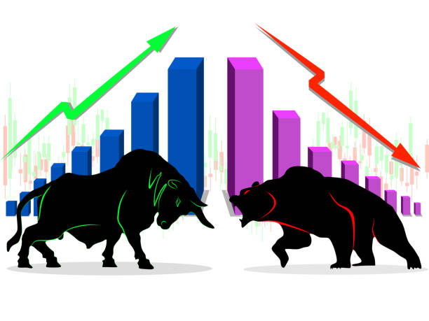 istock Bull and bear stock market financial bar chart vector 1218507912