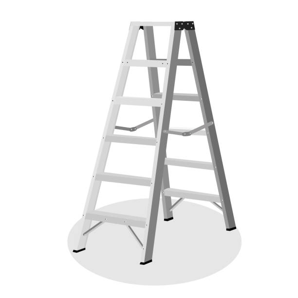 ilustrações de stock, clip art, desenhos animados e ícones de aluminum folding ladder isolated on white background. vector illustration - ladder company 1