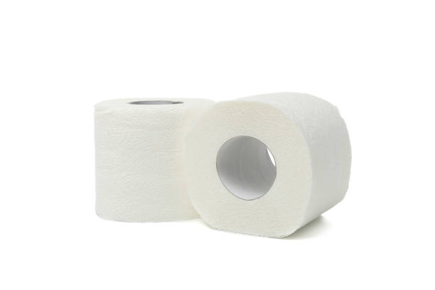 istock Rolls of toilet paper isolated on white background 1218512828