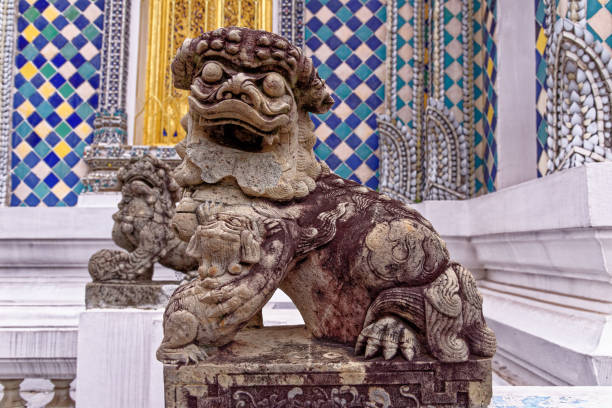 istock Chinese dragon stone guardian statue 1218514067