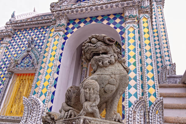 istock Chinese dragon stone guardian statue 1218514068