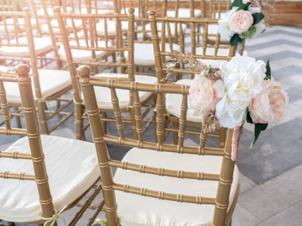 istock Wedding chairs decorate with beautiful flowers for wedding ceremony. 1218516929
