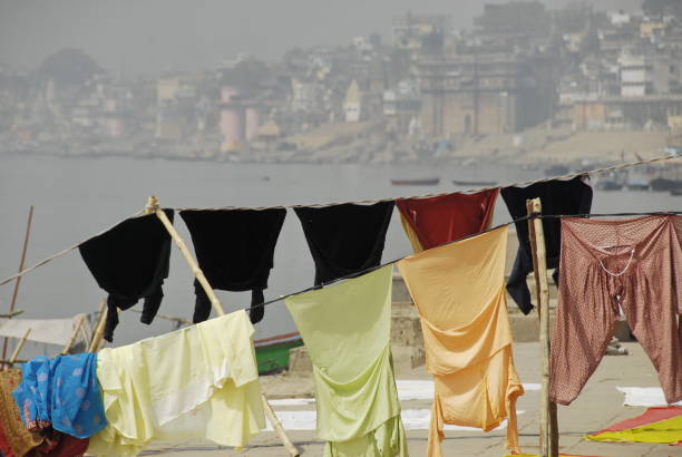istock Drying clothes near Ganges River in Varanasi, India. 1218517250