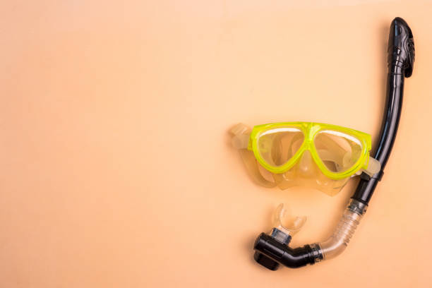 istock Top view of Snorkel on a color background. 1218518109