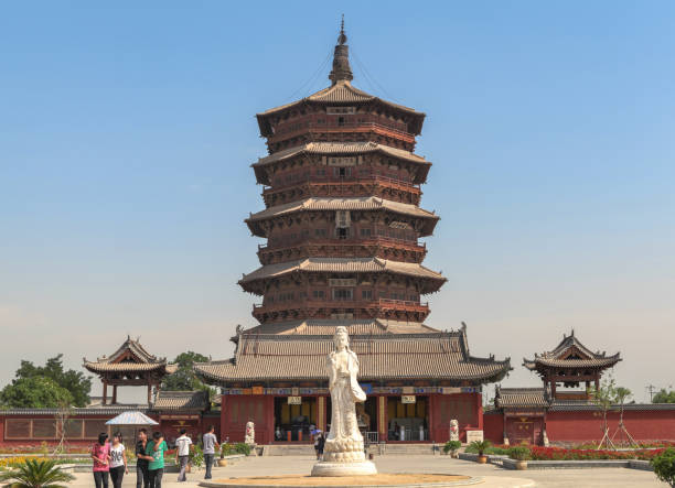 pagode en bois yingxienne ou pagode sakyamuni du temple de fogong - datong photos et images de collection