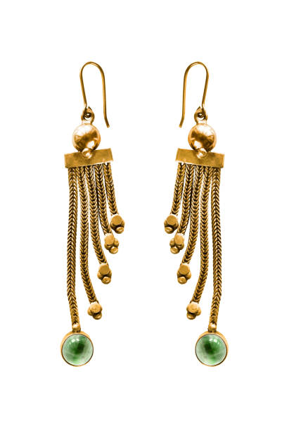 Gold earrings isolated