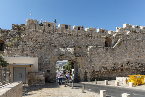 Jerusalem, Israel - June 2, 2015: Dung Gate viewed inside the Jerusalem old town, Israel.