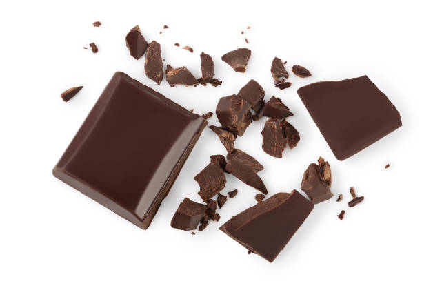 istock piece of chocolate isolated on white background with clipping path. . Top view. Flat lay. 1218521160