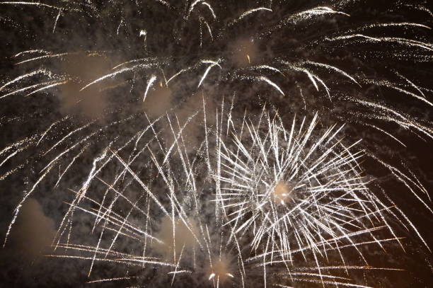 istock Celebratory salute. Beautiful fireworks in the night sky. 1218521696