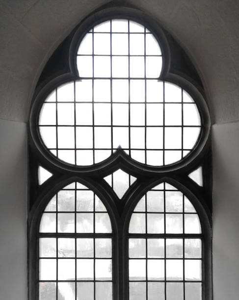 istock Gothic latticed window in stone wall 1218522724