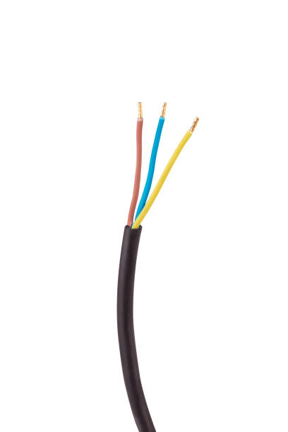 istock Stripped wires closeup on a white background. 1218523311