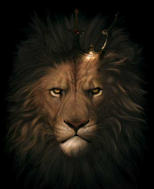 ilustrações, clipart, desenhos animados e ícones de leão na coroa - illustration and painting image computer graphic lion