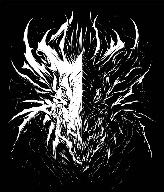 Dragon Head In The Darkness Stock Illustration - Download Image Now - Dark,  Dragon, Anger - iStock