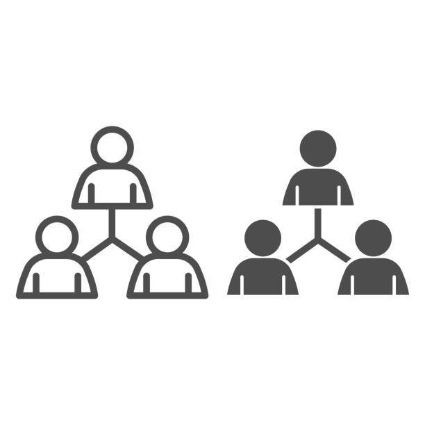 people community netzwerklinie und volumenkörper-symbol. gruppe von drei personen verbindungslinien skizzieren stil piktogramm auf weißem hintergrund. teamwork-logo für mobiles konzept und webdesign. vektorgrafiken. - support network stock-grafiken, -clipart, -cartoons und -symbole