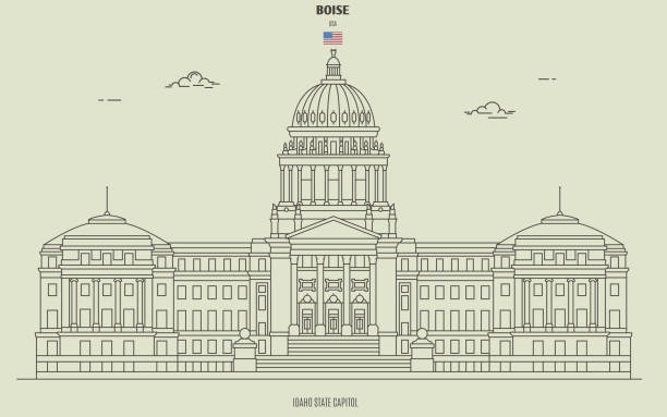 ilustrações de stock, clip art, desenhos animados e ícones de idaho state capitol in boise, usa. landmark icon - idaho state capitol