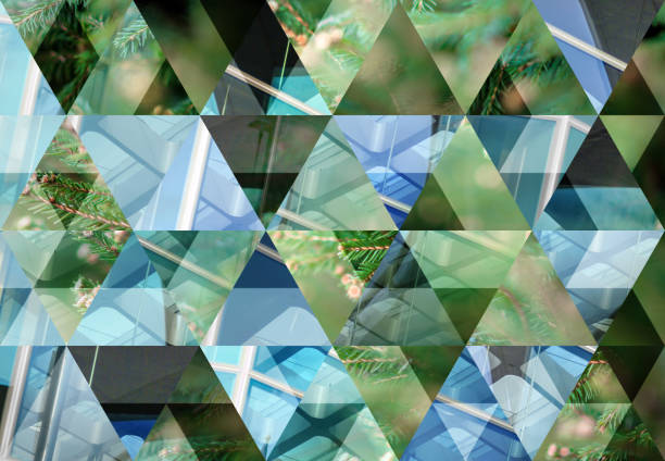 Abstract triangle mosaic background: Nature and urban architecture, contrast, alternative energy city concept