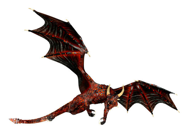 istock 3D illustration fantasy dragon on white 1218528116