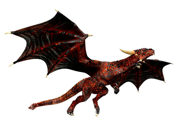 istock 3D illustration fantasy dragon on white 1218528123