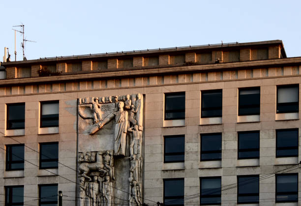 Milan, Italy - january 2020: Milan example of fascist modernism: palace of information (1942)