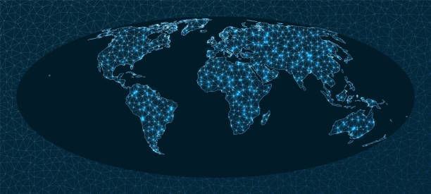 Internet and global connections map. Internet and global connections map. Bromley projection. World Network. Modern connections map. Vector illustration. bromley map stock illustrations