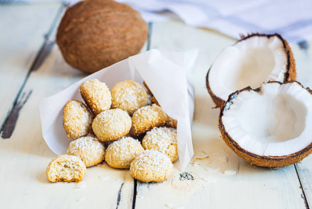 istock Coconut cookie, decorated with coconut flakes 1218533888