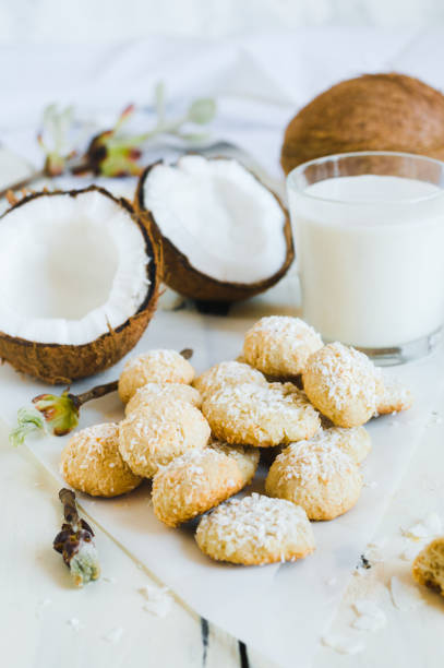 istock Coconut cookie, decorated with coconut flakes 1218533921