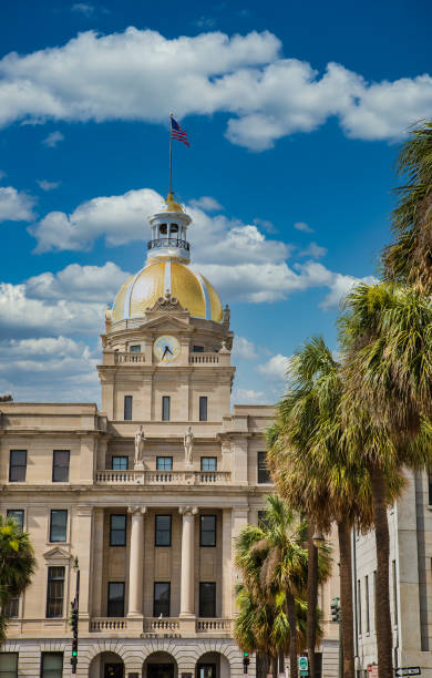 istock Savannah City Hall with Palm Trees 1218534637