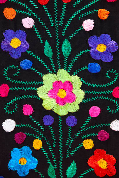 istock Mexican traditional ornament style colorful textile with floral pattern 1218537628