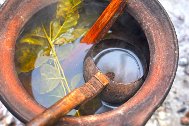 istock Herbal thai tea in clay cauldron with wooden trowel 1218538036